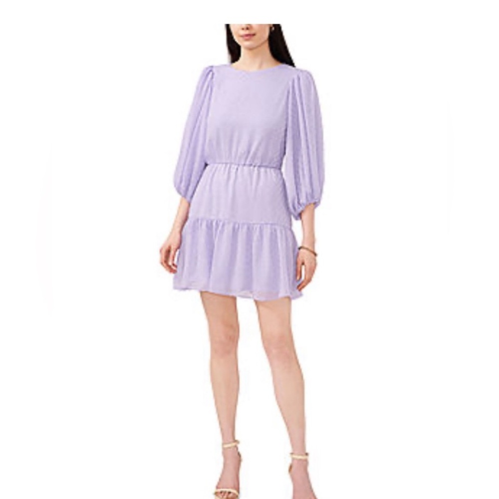 Sam And Jess Womens 3/4 Sleeve Dots Fit + Flare Dress size XLarge lavender color